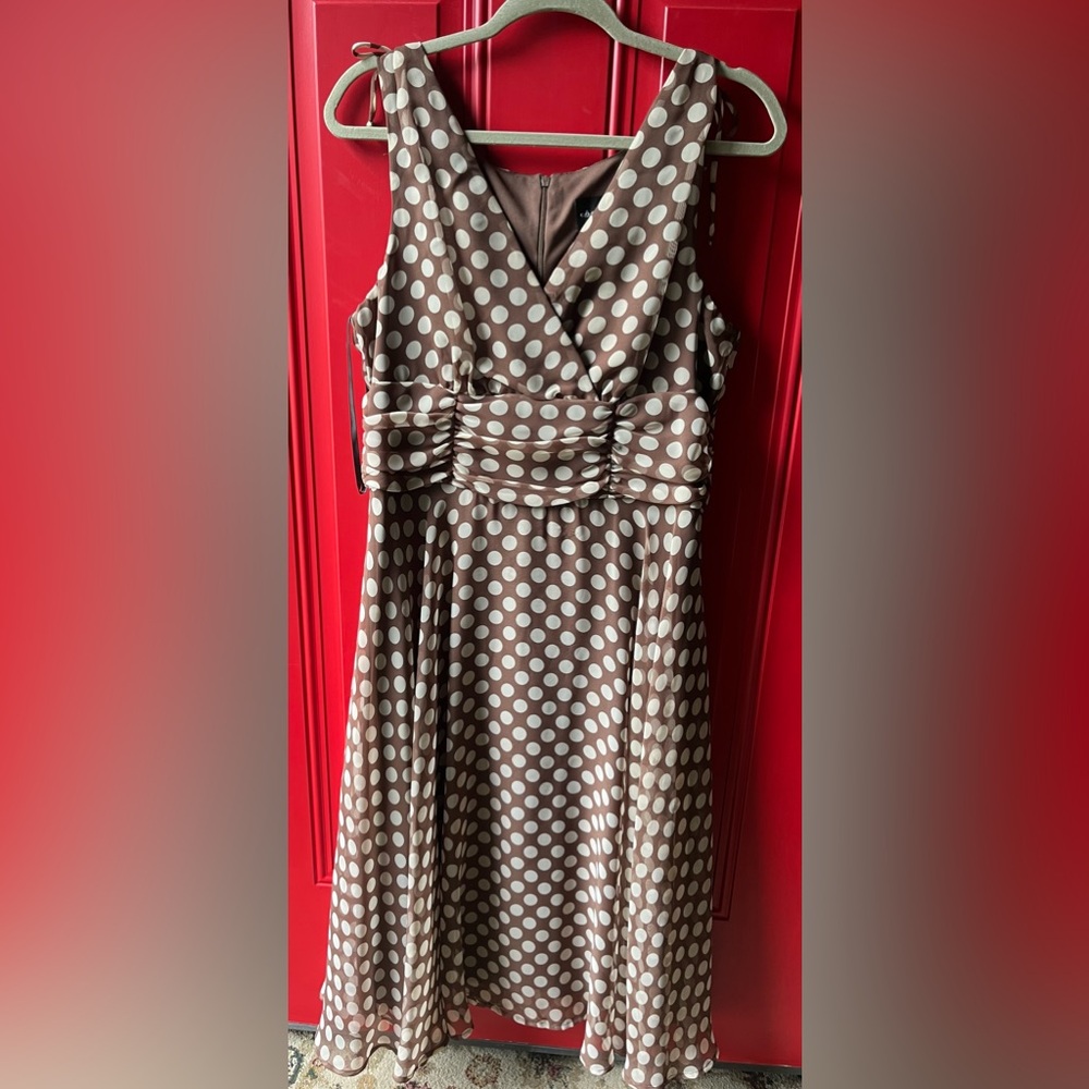Connected Apparel Chocolate and Cream Dot Dress